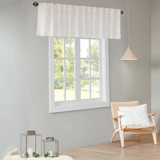 Madison Park Maize Jacquard Pom Pom Window Valance Pink