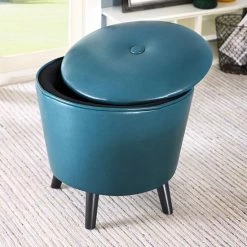 Madison Park Adam Storage Ottoman Peacock
