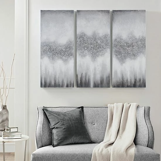 Madison Park Luminous Hand Painted Heavy Textured Canvas Wall Decor 3-piece Set Taupe - Image 2
