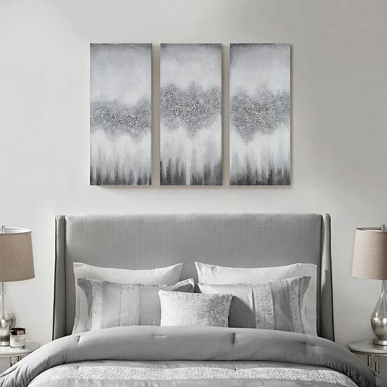 Madison Park Luminous Hand Painted Heavy Textured Canvas Wall Decor 3-piece Set Taupe - Image 3