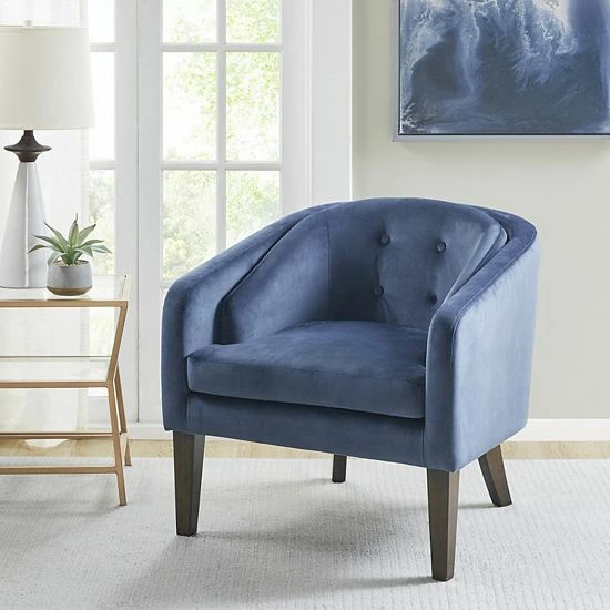Madison Park Cora Velvet Button Tufted Upholstered Mid-Century Accent Chair - Image 2