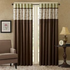 Madison Park 1-Panel Estella Light Filtering Embroidered Window Curtain
