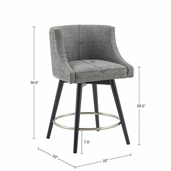 Madison Park Quarry Swivel Counter Stool Gray - Image 8