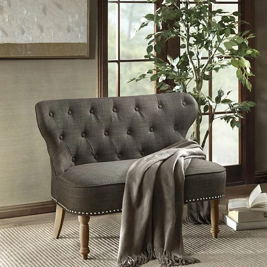 Madison Park Berkley Settee Loveseat Charcoal - Image 2