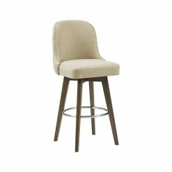 Madison Park Heyes Upholstered Bar Stool With 360 Degree Swivel Seat Natural