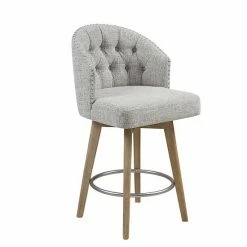Madison Park Boyle 26-in. Upholstered 360 Degree Swivel Counter Stool Cream