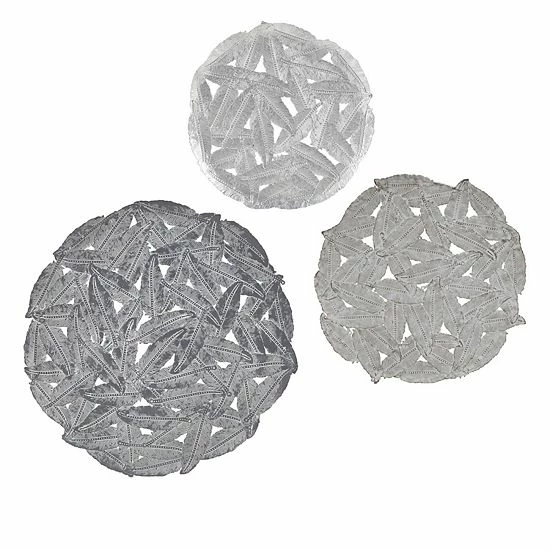 Madison Park Rosalie Feather Painted Round Iron Wall Decor 3-piece Set Gray - Image 6