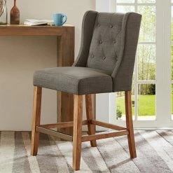 Madison Park Aida Button Tufted Counter Stool Slate Blue