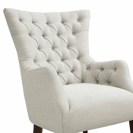 Madison Park Isa Button Tufted Wing Back Chair Brown Black - Image 6