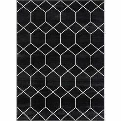 Madison Park Bianca Trellis Geometric Woven Area Rug Black