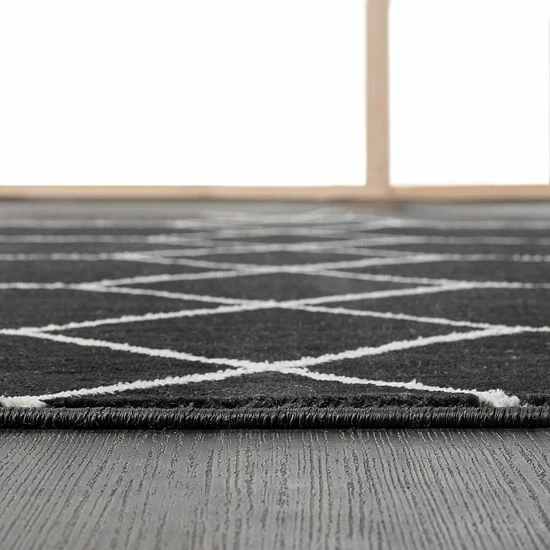 Madison Park Bianca Trellis Geometric Woven Area Rug Black - Image 3