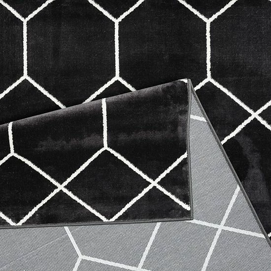 Madison Park Bianca Trellis Geometric Woven Area Rug Black - Image 4