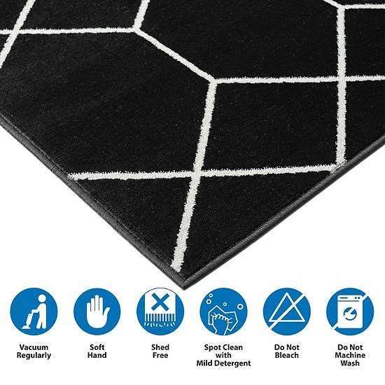 Madison Park Bianca Trellis Geometric Woven Area Rug Black - Image 5