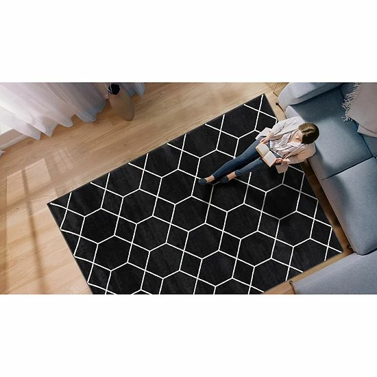 Madison Park Bianca Trellis Geometric Woven Area Rug Black - Image 8