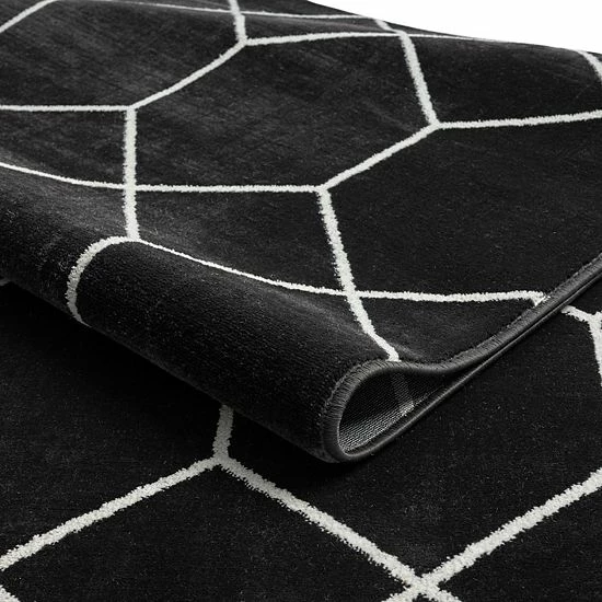 Madison Park Bianca Trellis Geometric Woven Area Rug Black - Image 11