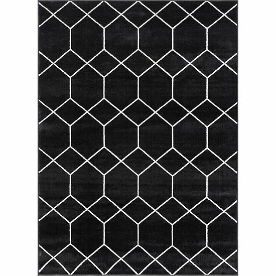 Madison Park Bianca Trellis Geometric Woven Area Rug Black - Image 12