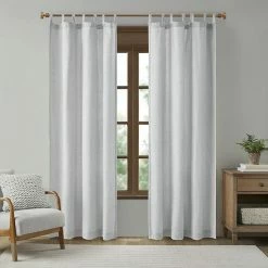 Madison Park 1-panel Barnet Faux Linen Light Filtering Tab Top Window Curtain Natural