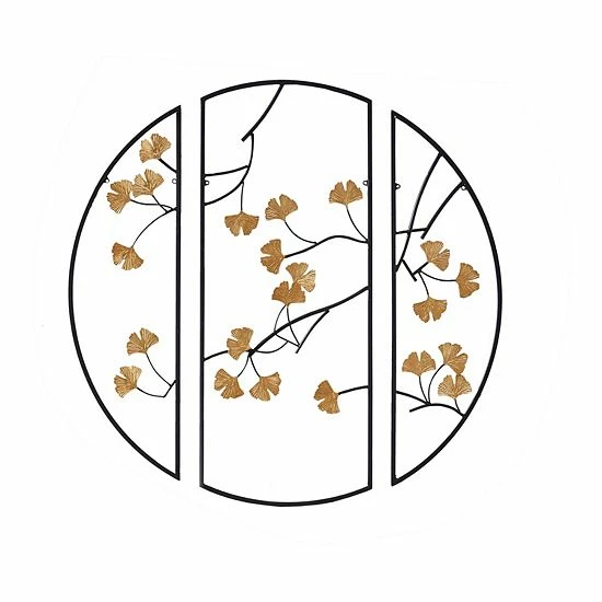 Madison Park Gold Finish Gingko Leaves Wall Decor 3-piece Set