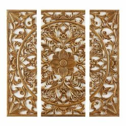 Madison Park Medallion Gold Finish Canvas Wall Art 3-piece Set