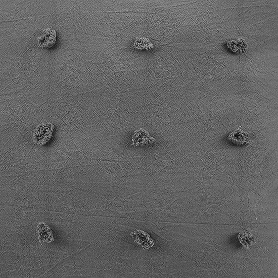 Madison Park Maize Cotton Jacquard Pom Pom Square Throw Pillow Charcoal - Image 3