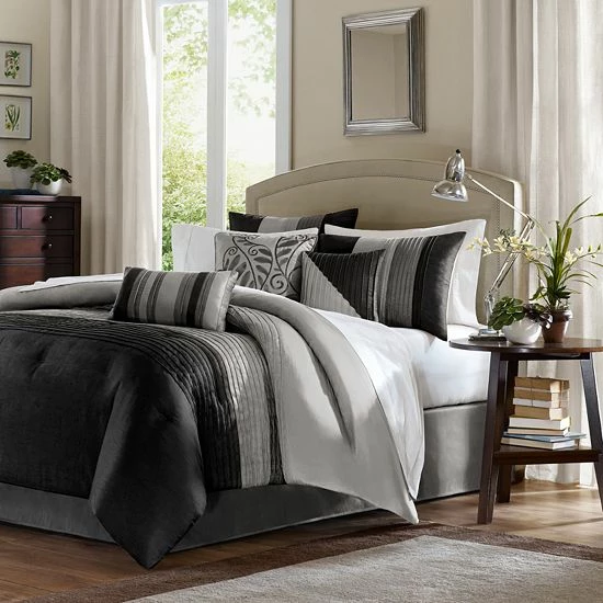 Madison Park Eastridge 7-piece Comforter Set Black Gray - Image 15