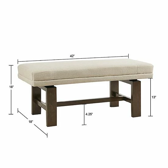 Madison Park Ashford Upholstered Accent Bench Ottoman - Image 6