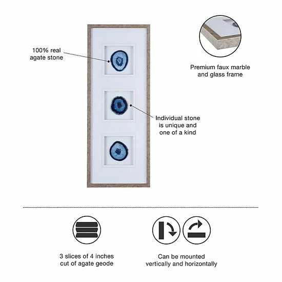 Madison Park Blue Agate Trio Framed Wall Art - Image 5