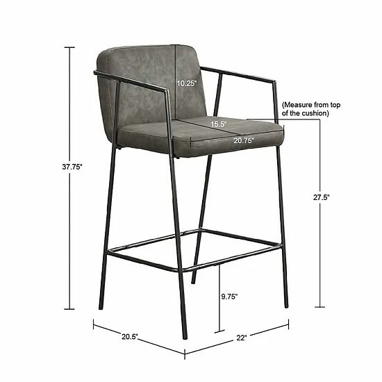 Madison Park Dunas Faux Leather Counter Stool - Image 8