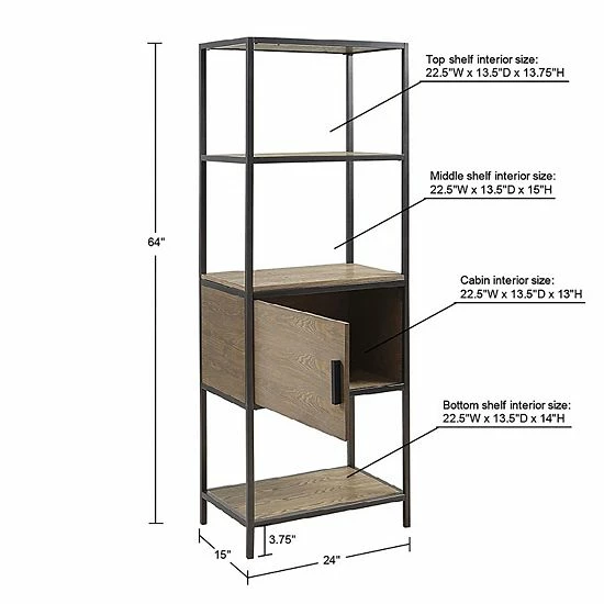 Madison Park Pagosa 3-Shelf Bookcase & Lower Storage Cabinet Set - Image 11