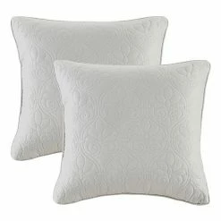 Madison Park Mansfield Quilted 2-piece Square Throw Pillow Set Gray