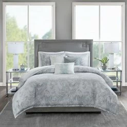 Madison Park Nowell 6-piece Cotton Sateen Duvet Cover Set Grey