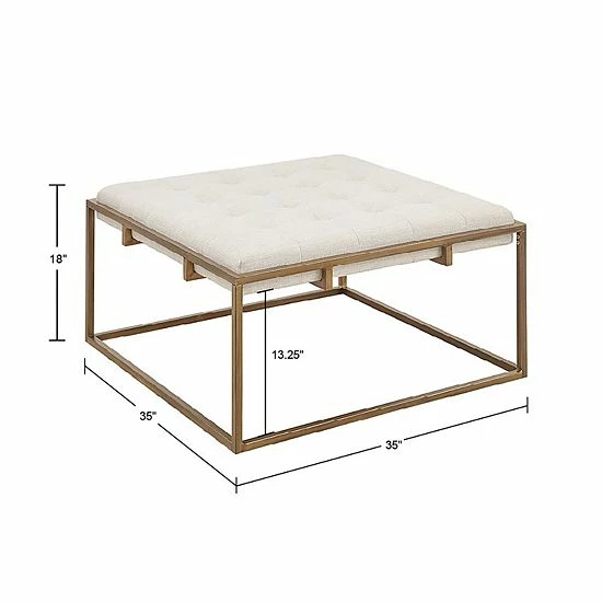 Madison Park Orrell Tufted Upholstered Square Ottoman - Image 7