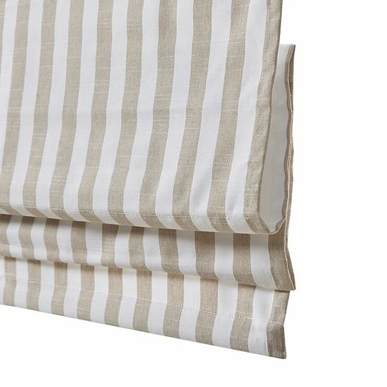 Madison Park Hampton Detachable Yarn Dyed Striped Light Filtering Cordless Roman Shade Taupe - Image 6