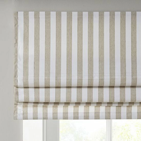 Madison Park Hampton Detachable Yarn Dyed Striped Light Filtering Cordless Roman Shade Taupe - Image 7