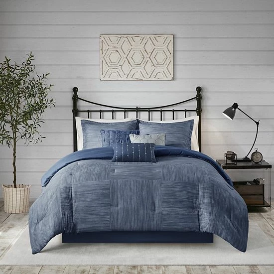 Madison Park Clayton 7-Piece Printed Seersucker Comforter Set Gray - Image 13