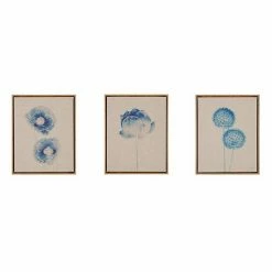 Madison Park Blue Print Botanicals Framed Linen Wall Art 3-piece Set