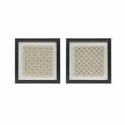 Madison Park Parquet Black & White Printed Linen Framed Wall Art 2-Piece Set