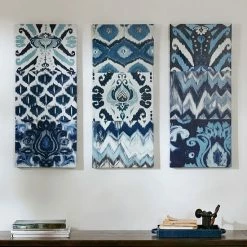 Madison Park Flourish Ikat Gel Coat Canvas 3-pc. Wall Art Set