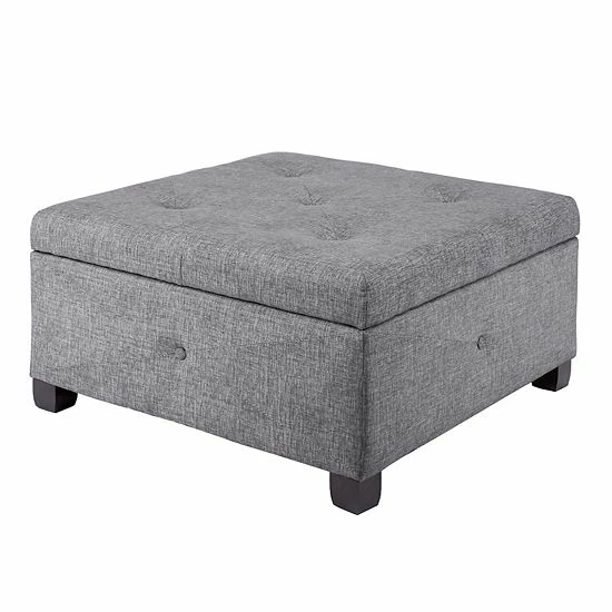 Madison Park Lucas Storage Ottoman Gray