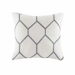 Madison Park Asher Metallic Geo Embroidered Square Throw Pillow Set Gray
