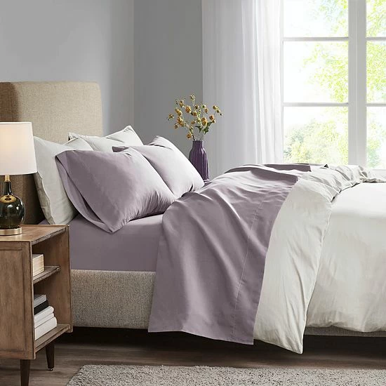 Madison Park 3M Microcell All Season Moisture Wicking Antimicrobial Lightweight Sheet Set Purple - Image 2