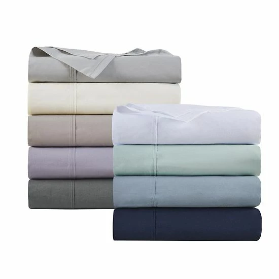 Madison Park 200 Thread Count Cotton Peached Percale Sheet Set Teal - Image 4