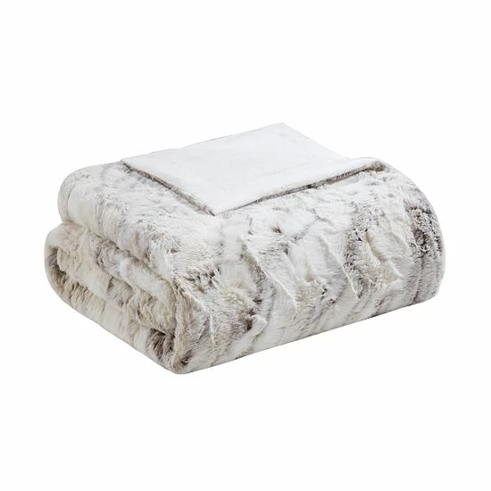Madison Park Sachi Oversized Faux Fur Throw Blush - Image 7