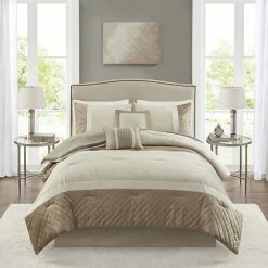 Madison Park Klein 6-Piece Comforter Set With Coordinating Pillows Tan