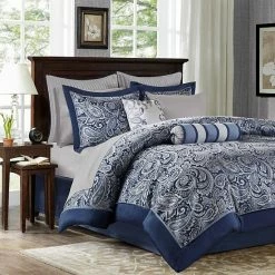Madison Park Whitman 12-pc. Paisley Bed Set Navy