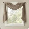 Madison Park Kaylee Solid Crushed Sheer Scarf Window Valance Gray