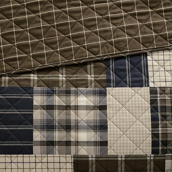 Madison Park Heavenly Reversible Printed Coverlet Set Green Navy - Image 5