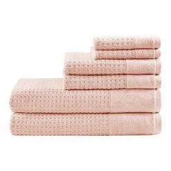 Madison Park Spa Waffle Cotton 6-piece Jacquard Antimicrobial Bath Towel Set Aqua